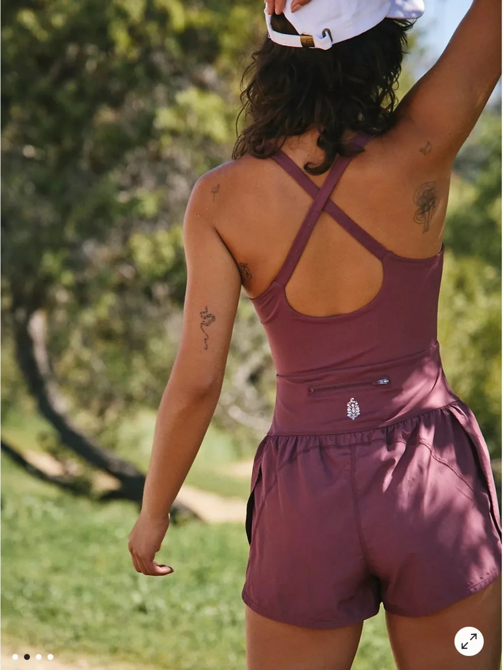 Free People Movement Righteous Runsie Womens XS Athletic Romper Burgundy Clove